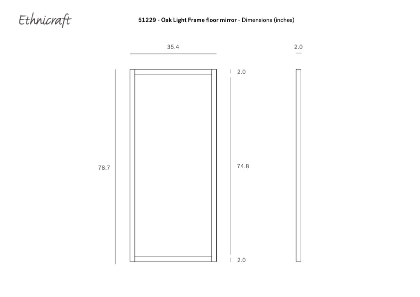 Light Frame Floor Mirror - Oak - Image 6